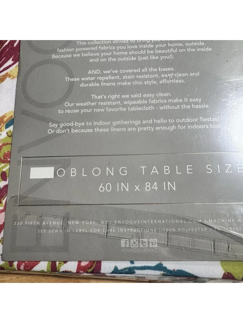 Envogue Tablecloth 60x84 Oblong Floral Paisley Indoor Outdoor Party Easy Clean